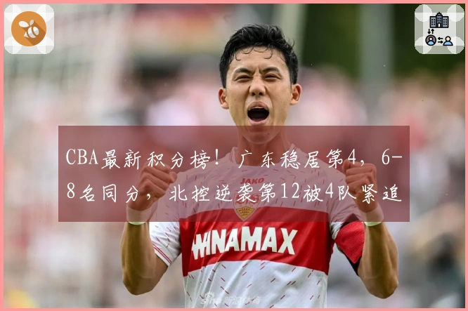CBA最新积分榜！广东稳居第4，6-8名同分，北控逆袭第12被4队紧追！
